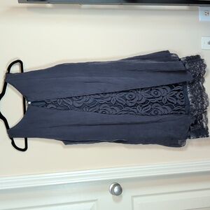 H Trend Italian Made Blue Lace Silk Whimsical Dress